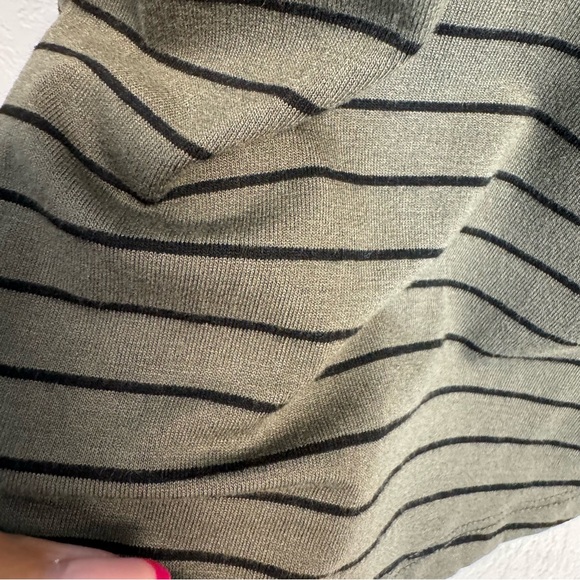 Express Green Stripe V neck mock wrap dress Womans SM - Picture 4 of 8